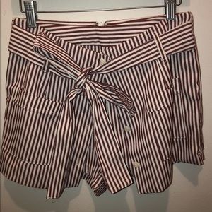 ESSUE Burgundy & Off White Stripped Shorts